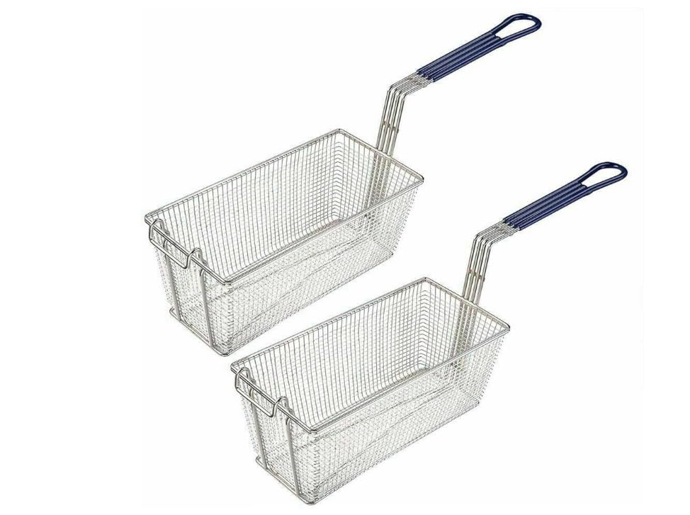 2X Commercial Deep Fat Fryer Basket 34x14x14cm Compatible With Blue Seal Fryer Gas and Electric Catering Deep Fat Frying Fits GT18 GT45 GT45E GT46 GT46E GT60 GT60E