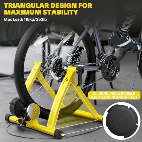 Image of Sportneer Bike Trainer - Magnetic Indoor Cycling Trainer Stand for 26-28 inch & 700C Wheels, 6 Resistance Levels Stationary Bike Stand with Quick Release Lever & Front Wheel Riser Block