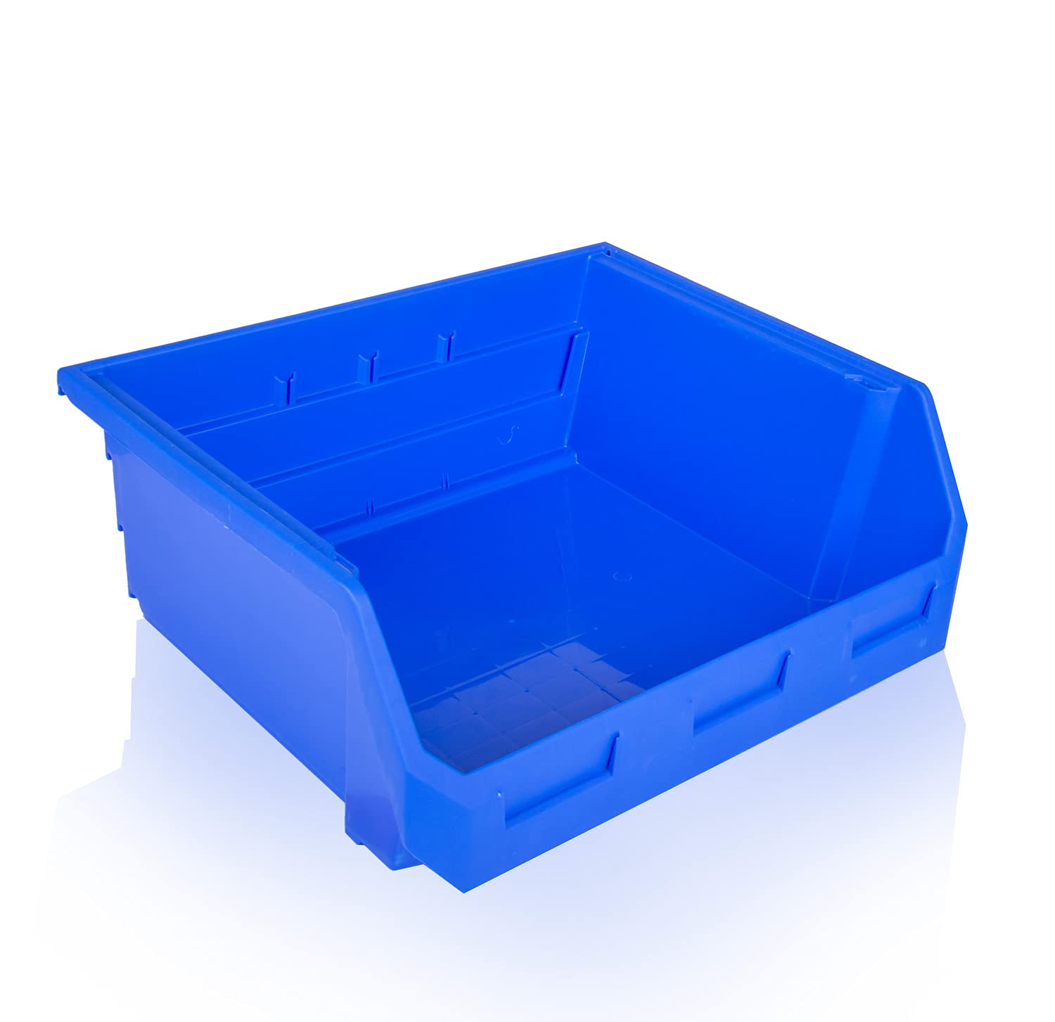 8er Set Kunststoff-Stapelboxen Sichtlagerkästen PK374218 mit Aufhängevorrichtung Blau | Sichtboxen L37,4xB41,8xH17,7cm | Kleinteileboxen Lagerboxen Regalboxen Sortierkasten