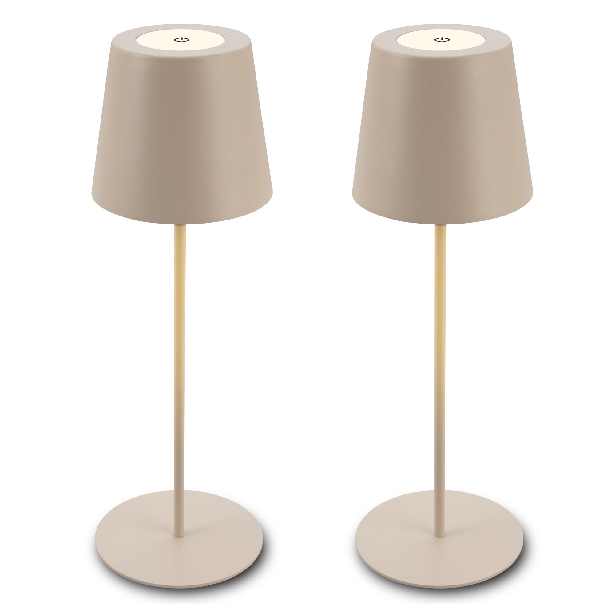 Briloner Beige Led Table Lamp Set Of 2 Lights Rechargeable Touch Dimmable Ip44 Adjustable Height from B&Q