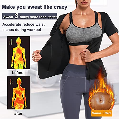 Wanfisto Sauna Suit For Women Sweat Vest Waist Trainer 2 In 1 Neoprene Workout Waist Trimmer Shirt(Black, Xxx-Large) #TOP1