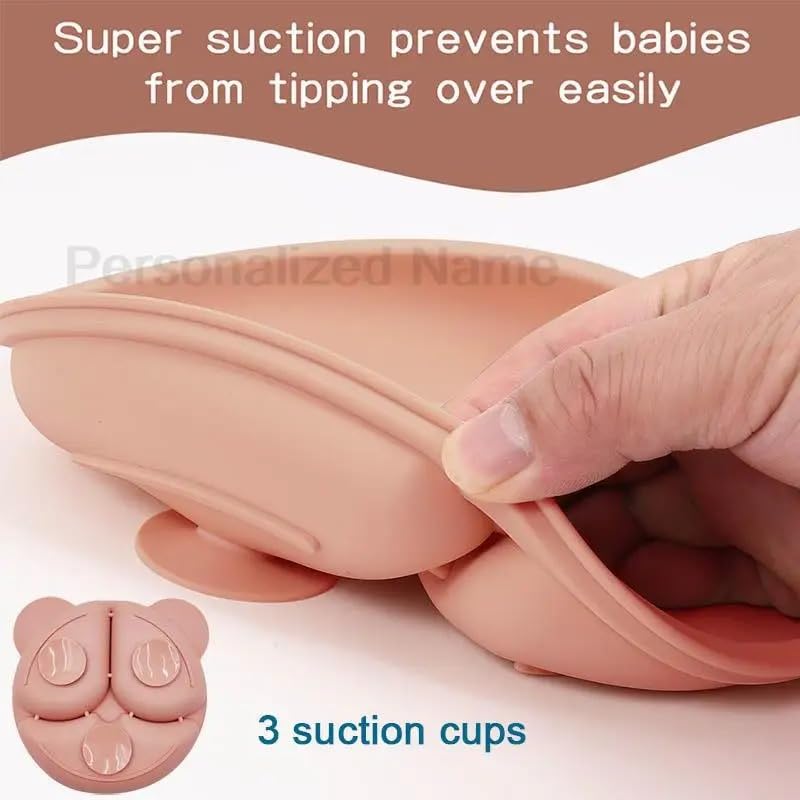 Personalized Baby Name Panda Ear Bear Feeding Set 8Pcs, Custom Name Baby Silicone Weaning Set, Feeding Set With Name BPA Free