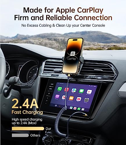 Cable de carga para iPhone en coche cable Lightning corto y elástico compatible iPhone 12 13 2