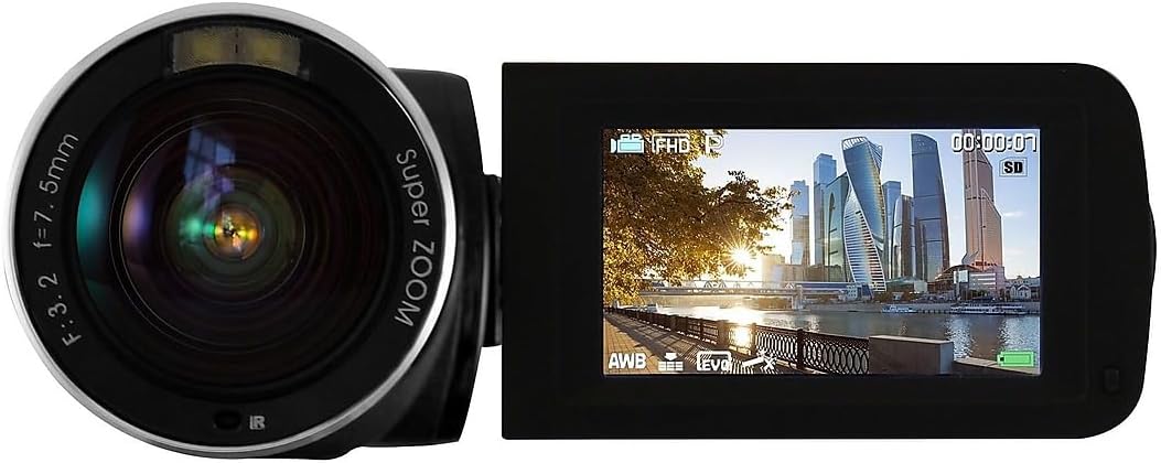 HamiltonBuhl HDV17BK ActionPro FHD Digital Video Camera 24MP, 2.7-Inch TFT-LCD Screen with 270 Angle Rotation, 18x Digital Zoom (Black)