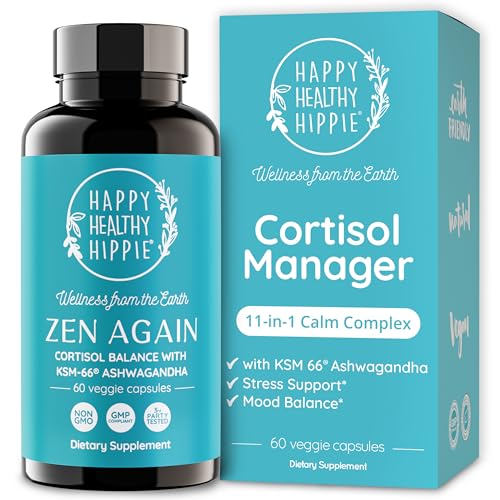 Zen Again Cortisol Manager with Ashwagandha KSM-66® | Cortisol Supplements for Women ​| 11-in-1 Complex | Natural Stress Support Supplement with L-Theanine, Rhodiola & Magnesium | Vegan, 60 Ct