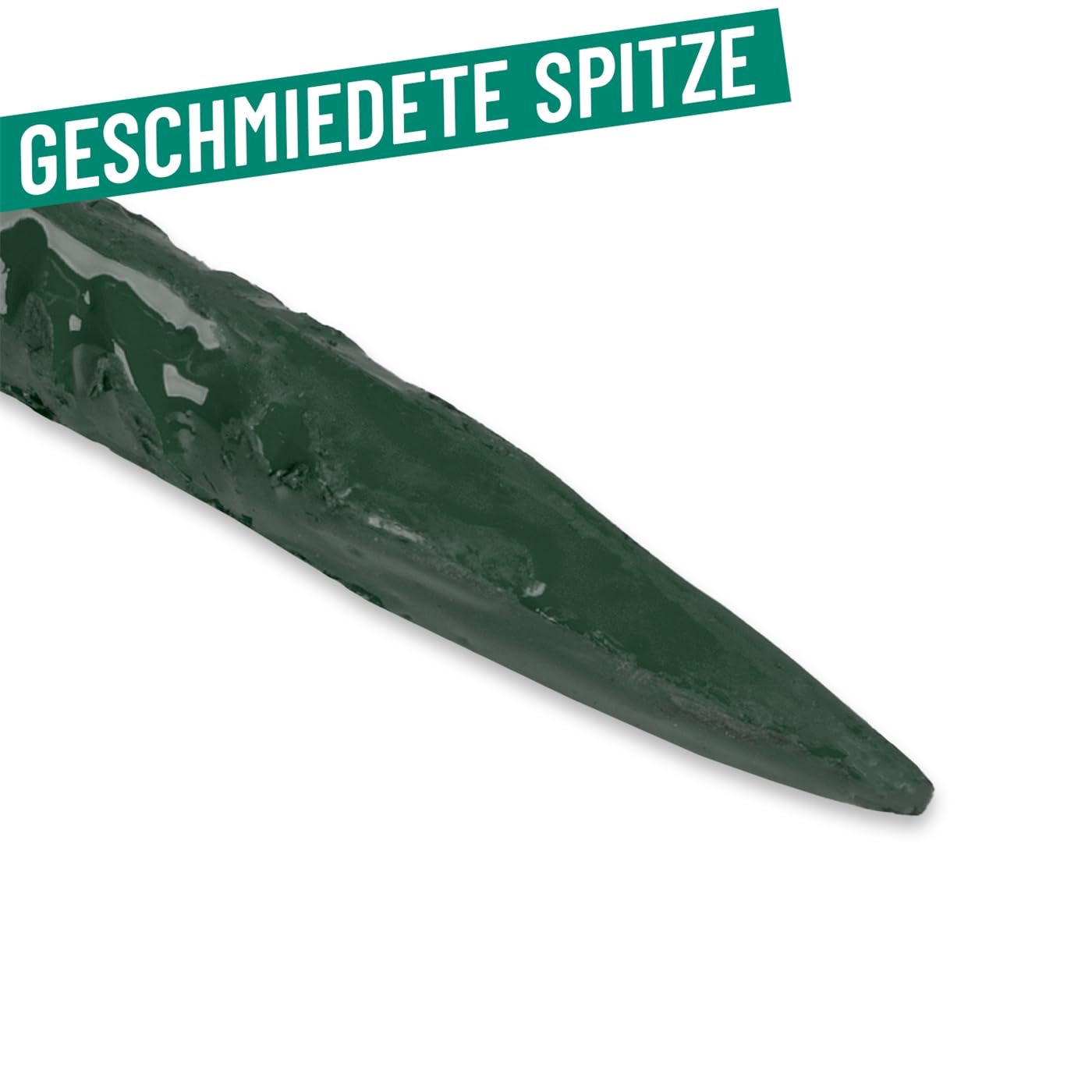 VOSS.farming 10x Laterneneisen, Pfahl mit UVV-Sicherheitsbügel, Halter für Absperrband, Ø12mm Riffelstahl, 145cm Länge, grün lackiert