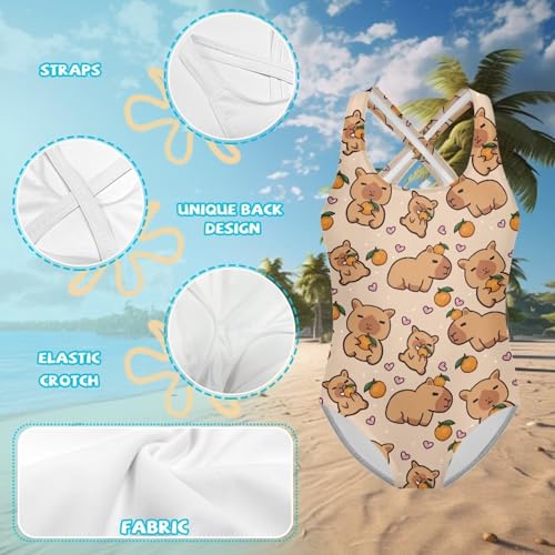 Image of One Piece Swimsuit for Girls Kids Quick Dry Bathing Suit with Crossback Strap Summer Beach Swimwear Size 5T-14