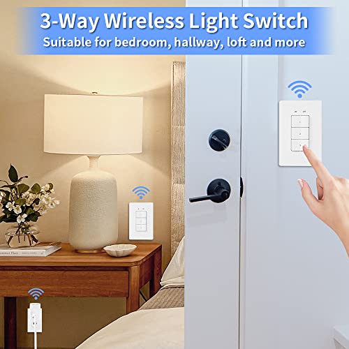 Wireless Remote Control Outlet And Wall Light Switch, 3-Way Switches For Lamp, Fans And Holiday Decor, No Wiring, Programmable And Expandable, 100Ft Rf Range, Etl Listed (2 Switches And 3 Receivers) #TOP1