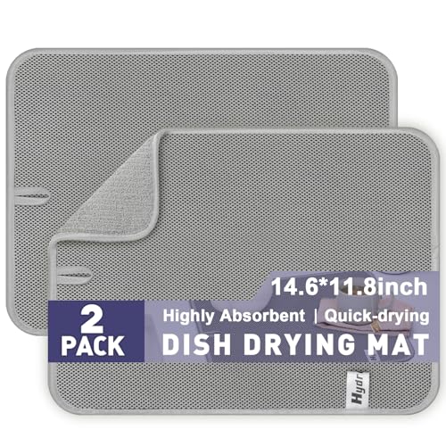 14.6*11.8 inch Microfiber Dish Drying Mat,2 Compact Ultra Absorbent Dish