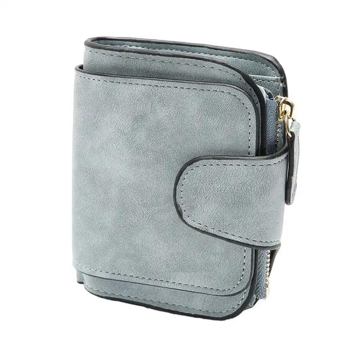 Women Wallet Matte Leather Wallet Women Short Coin Pocket Card Holder Small Ladies Purse Money Bag Women Wallets (Color : Light Gray)-image-40