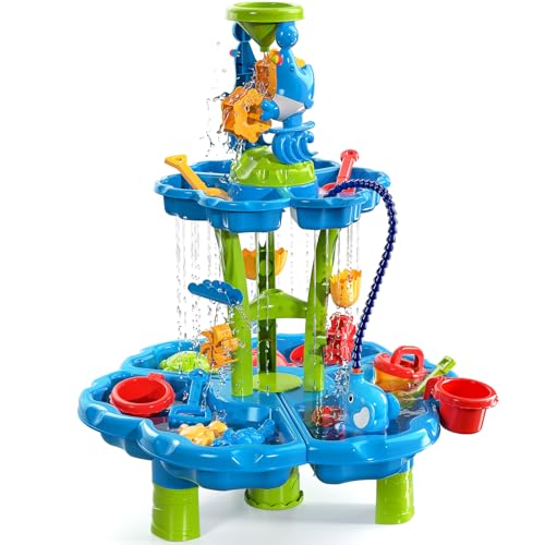 Image of JUKUDAHU Water Table for Kids Ages 4-8 with Water Pumb, Summer Outdoor Sand Water Table for Boys Girls, Kids Water and Sand Activity Sensory Toys for Toddlers Age 3-8