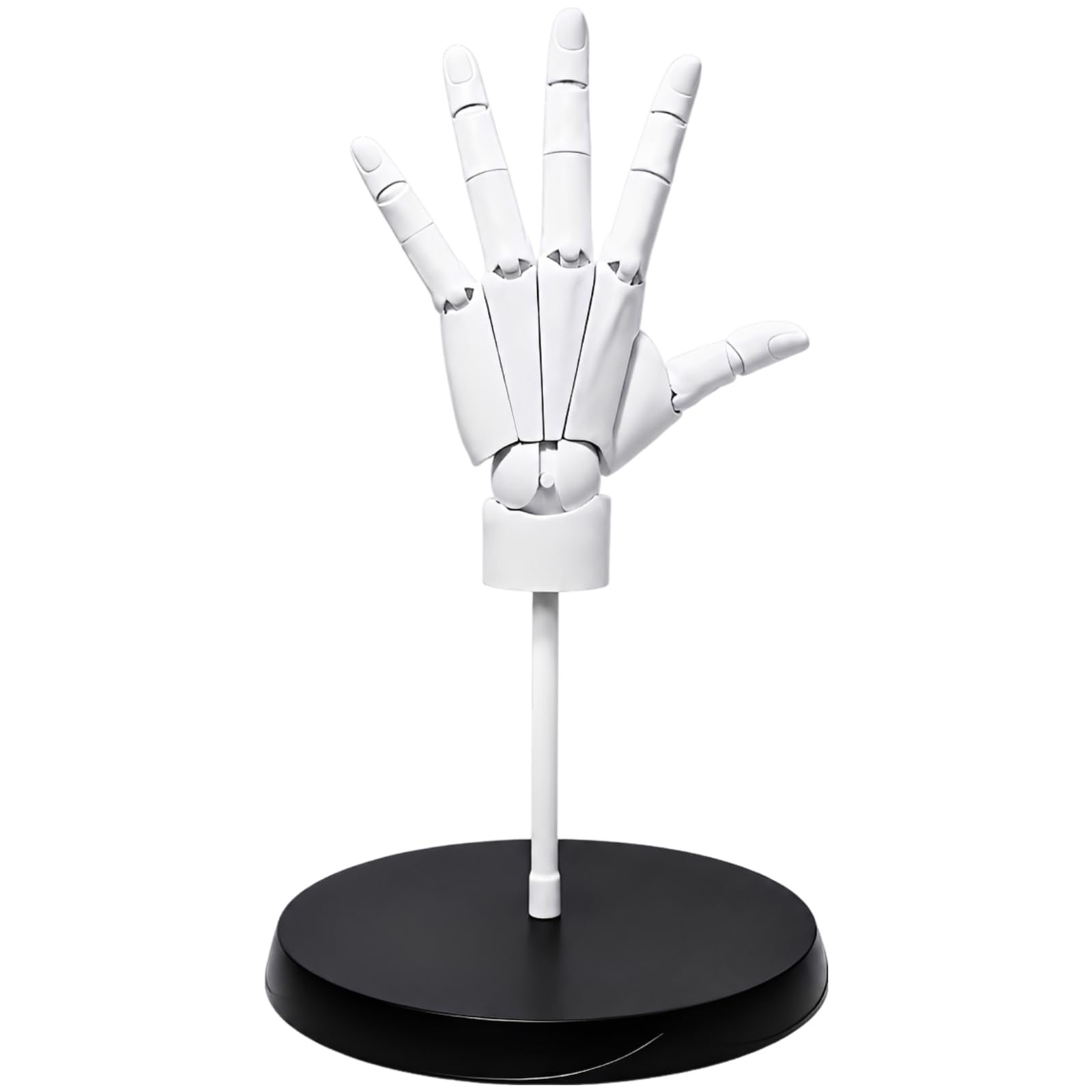 Modèle de main pour dessin, modèle articulé grandeur nature à l’échelle 1:1, articulations bioniques, main gauche poseable avec support et socle, pour croquis, peinture, illustration anime, blanc