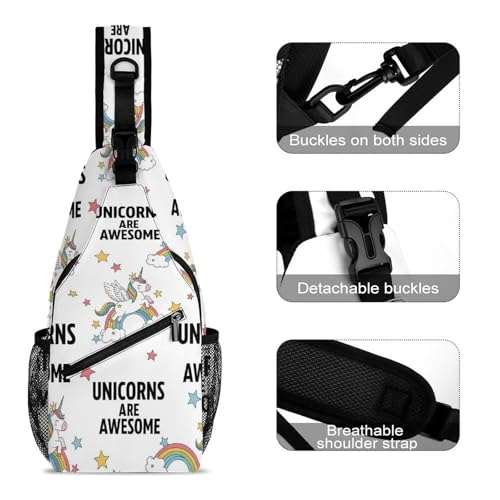Fashion Chest Bag, Shoulder Bag, Dress Decor Sling Backpack, Casual Day Pack For Travel Shopping Cute Unicorns3