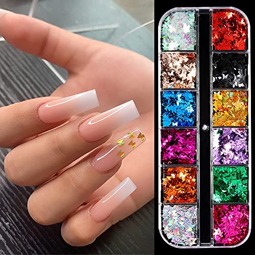 WUYOO Glitter Holographischer Pailletten Nagel Glitter Pailletten Nagel Dekoration Glitzer für Nägel für Nagelkunst… – Bild 3