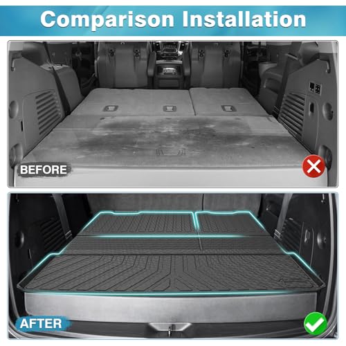 Image of Mixsuper Cargo Liner for Tahoe /GMC Yukon 2015-2020 (Non XL), Trunk Mat for Tahoe Accessories All Weather Cargo Mat Rear Trunk Liner Black 3PCS