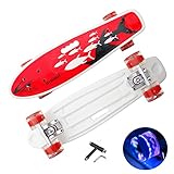 KELITINAus Penny Board, 22-Zoll-Penny-Board-Skateboard-Erwachsener Für Kinder, Tragbare Kreuzer-Farbmuster-Beschichtung-Skateboard Mit Mode-Flash-Rad, Für Teens Anfänger Mädchen Jungen, Geschenke Für