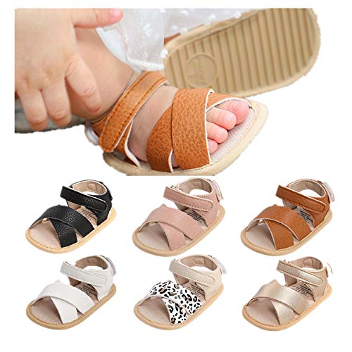 Baby Girl Sandals Summer Crib Shoes Soft Sole Infant Girls Princess Dress Flats First Walker Shoes 0-18 Months Beige