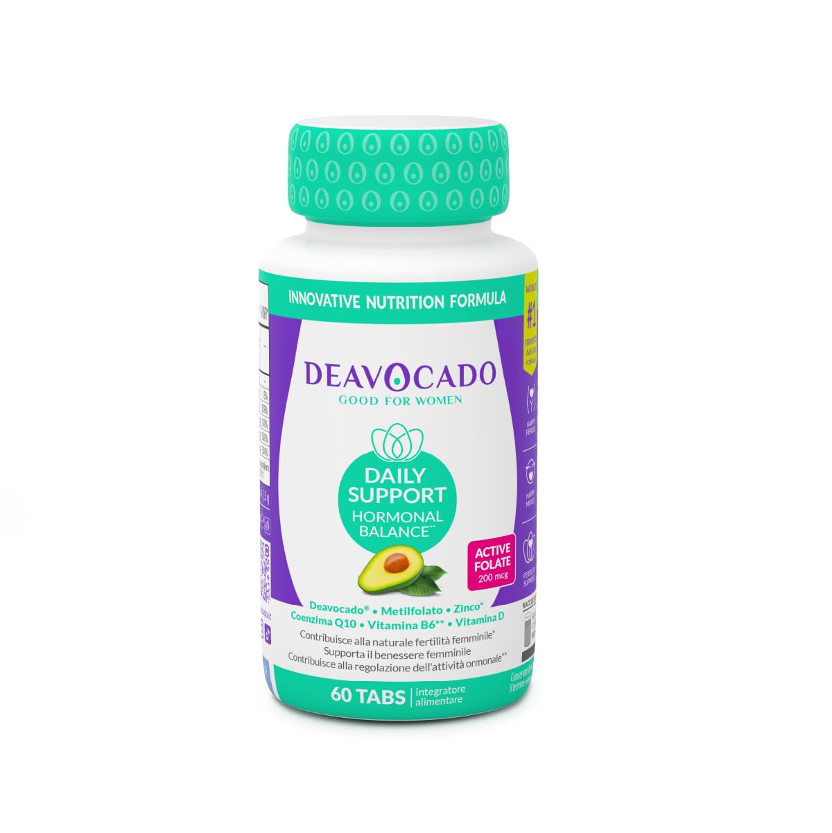 Daily Support | Integratore Donna con Avocado, Coenzima Q10, Zinco e Vitamina B6 | Supporto alla Regolazione Ormonale e Azione Antiossidante | 60 Compresse