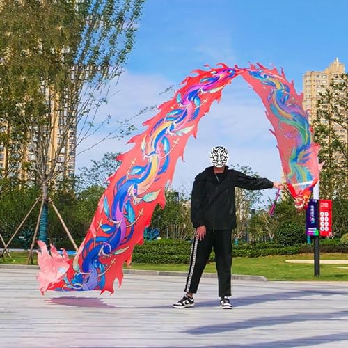 Drapeau de danse de dragon de 8m lavable pour spectacle de rue Rosso