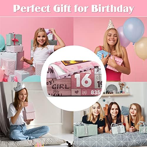 Xinvery 16th Birthday Gifts Blanket for Her,16 Year Old Girl Birthday Gifts Blankets 16th Birthday Decorations Blanket Best Gifts Ideas for 16 Year Old Girl Teen Girl Gifts Throw Blankets 50"X60"