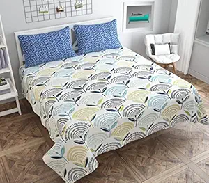 Furnistitchs Premium Glace Cotton Double Super King Size Bedsheet with 2 Pillow Covers 108