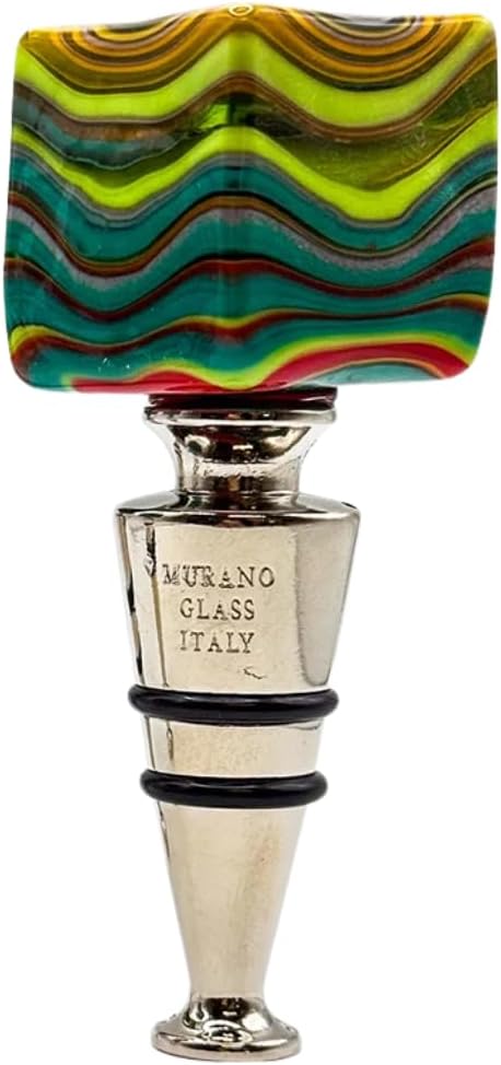 Murano Glass Wine Stopper, Multicolor Swirl Handcrafted Italian Glass Bottle Stopper, Decorative Wine Saver, Unique Agate-Inspired Design, Italian Kitchen & Bar Decor, Gift for Wine Lovers