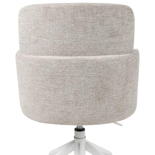 Sedia Da Ufficio Imbottita In Tessuto Beige Girevole Regolazione Altezza Sedile Elegante - 7