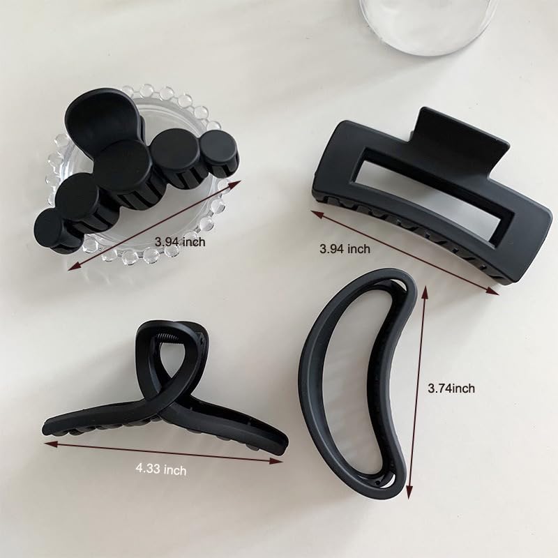 Miniatura 7 de Agirlvct Paquete de 4 pinzas grandes para el cabello, pinzas de pelo grandes para mujeres y niñas, pinzas de agarre fuerte mate para cabello grueso,