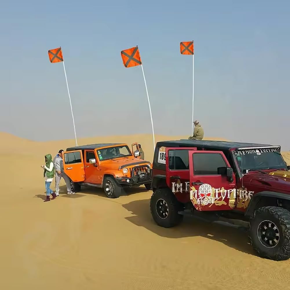 Difference U Drapeau Fouets Avertissement de sécurité 3M Mine/Sand Dune Mât de pilote Haute Visibilité Drapeau De Sécurité pour Sand Dune/Mine/ Buggy/Truck/ATV/UTV (Noir, 3.6 M