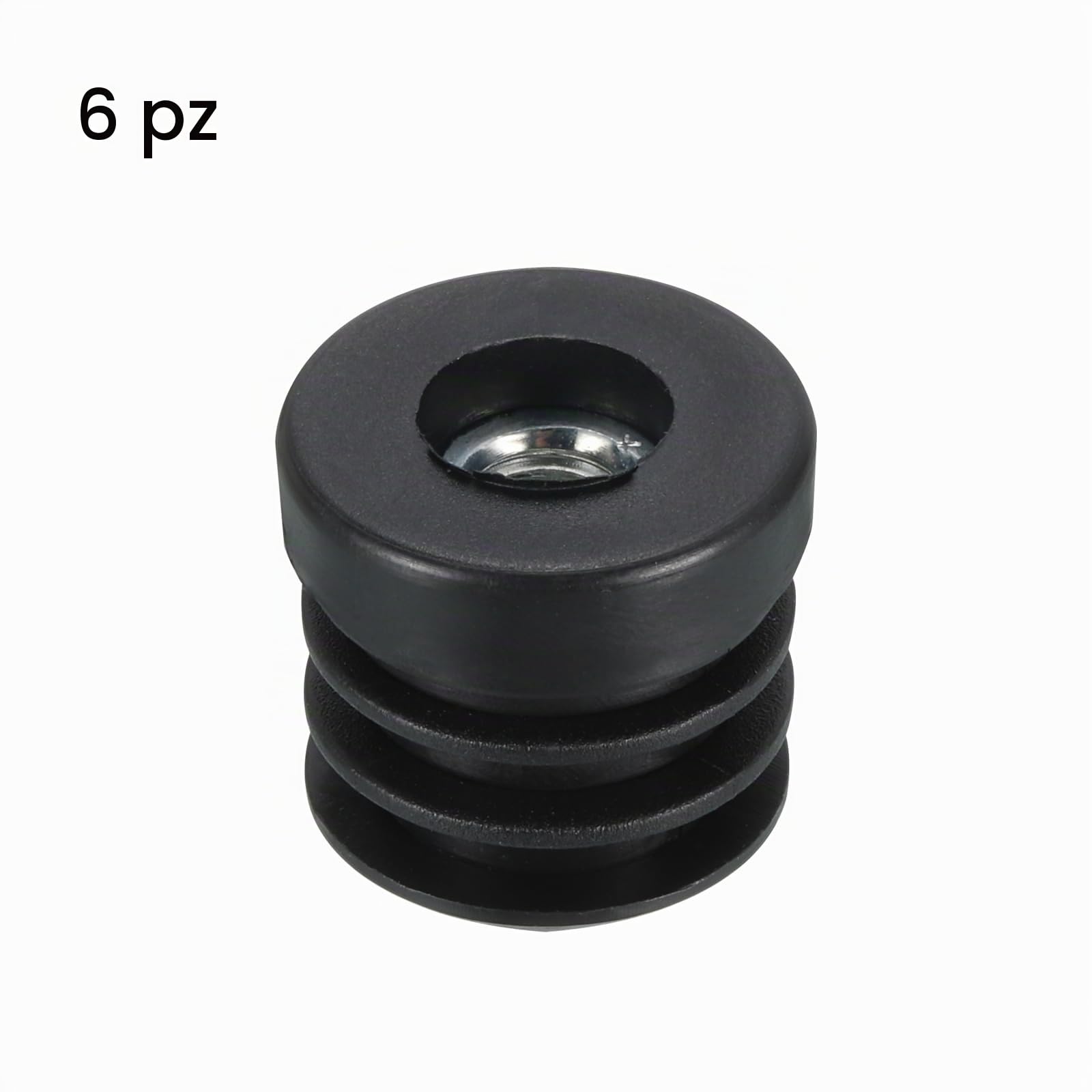 QUARKZMAN 6pz Inserti per Tubi Tondi con Filettatura M8, Tappi Sedie per Tubi Rotondi 25mm/0,98" OD Tappi Gambe Mobili con Tappi Rotelle Plastica Spessa Nera Rotonda Terminali Plastica