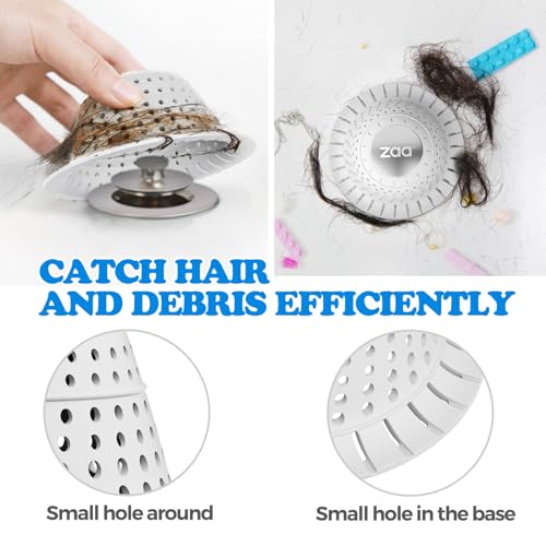 Image of zaa Bathtub Drain Hair Catcher, Premium Silicone Shower Hair Catcher, 1Pack Hair Stopper for Pop Up & Regular Drains of Shower, Bathtub, Bathroom Sink, Bathroom Fixture Accessories, Light Gray