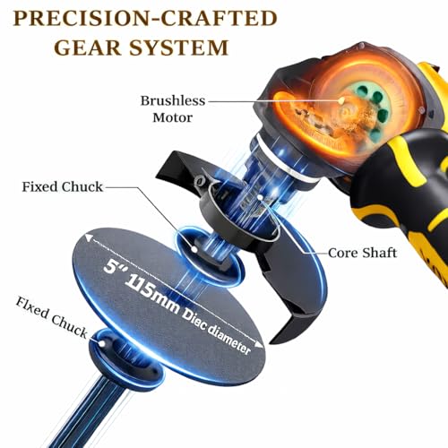 Image of KAITO Cordless Angle Grinder 115mm | 48V Li-ion | 8500-11000 RPM | Brushless Motor | Variable Speed Control | Includes 2 Batteries & Fast Charger | Heavy-Duty Cutting & Grinding Tool