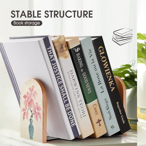 Sujetalibros resistente y moderno de madera con base antideslizante Dan Ye Qi Bai 8