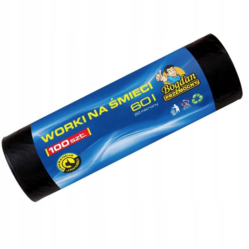 Bogdan Przemocny - Müllsäcke 60L LDPE - Schwarze starke Müllbeutel universal - 1200 Stück - 22 Mikron