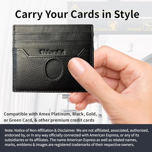 6 Card Minimalist Wallet for Men & Women - Genuine Leather Ultra Thin Black Credit Card Holder - Compatible with Amex Cards2