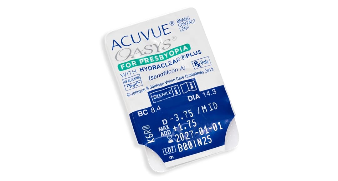 ACUVUE OASYS MULTIFOCAL - Lenti a contatto quindicinali per la presbiopia - Protezione UV;-3.75 diottrie; BC 8.4; DIA 14.30; ADD Medium; 6 lenti