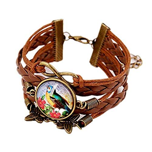 Retro Pulsera de Múltiples Capas Mariposa Colgante Tiempo Pulsera Trenzada de Piedras Preciosas para Mujeres Niñas Cumpleaños Regalo del Día de San Valentín