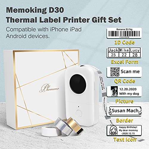 D30 Label Maker - Bluetooth Label Maker Machine, Mini Inkless Cute Label Printer Thermal Wireless Portable Sticker Maker Printer with Thermal Label x 3, Compatible with iOS Android, White - Thumbnail 4