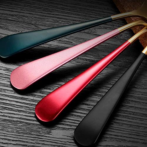 Spoons, 18/10 Stainless Steel Round Head Spoons, Modern and Fashionable Thick Short handle 304 Stainless Steel Korean Spoon, Used for Soup, Grain, Dessert, Fruits, Milk Tea, Coffee, Set of 4