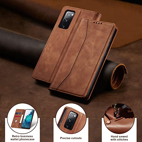 Image of Jasonyu Flip Wallet Case for Samsung Galaxy S20 FE 5G,Brown