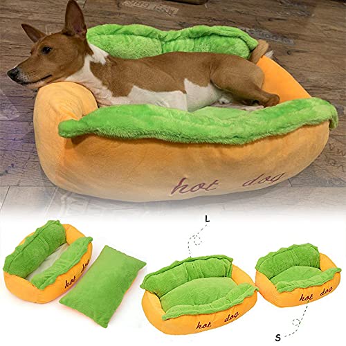 Syfinee Hot Dog Bett für große Hunde und Katzen, weiche PP-Baumwolle, warm, weich