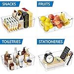 6 Pack Pantry Organizers and Storage,Clear Plastic Containers with 2 Dividers for Kitchen,Fridge Organization and Storage,Acrylic Bins for Pounches,Spice Packet,Snack organzier - Image 5