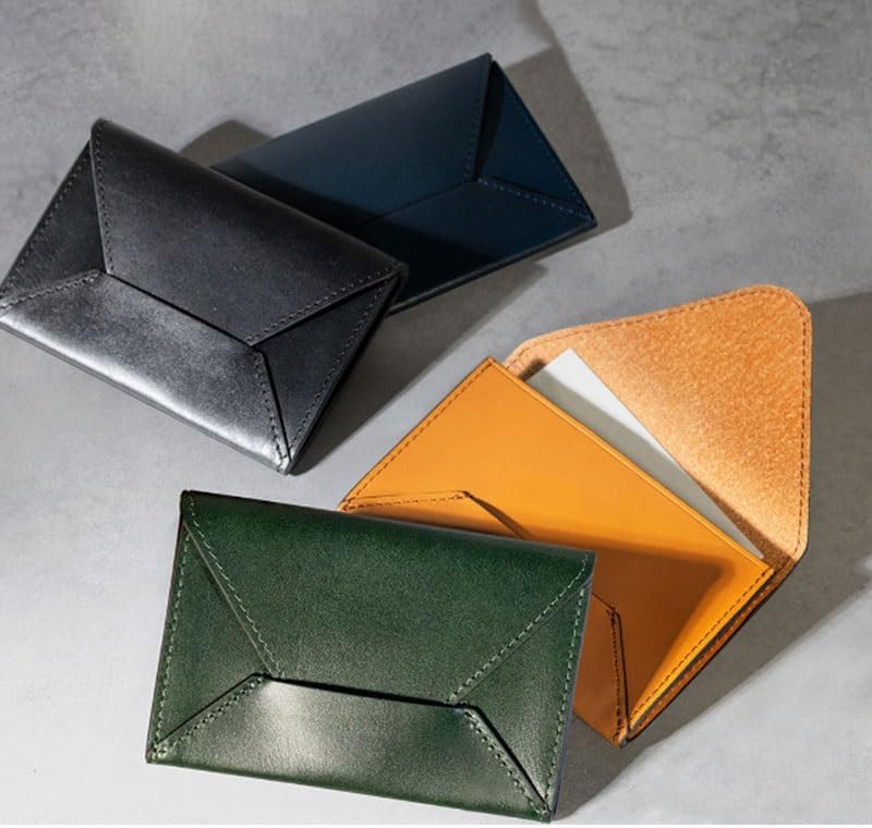 Portable Genuine Leather Men's Women's Business Card Case Ultra Thin Large Capacity Holder