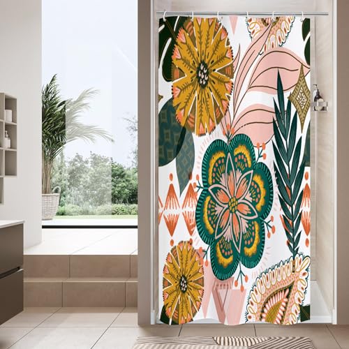 MitoVilla Small Stall Boho Shower Curtain 36 x 72, Abstract