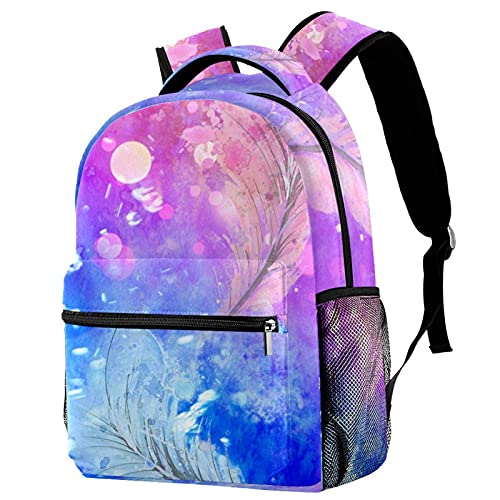 Sac à dos décontracté pour garçons et filles plumes Z&Q