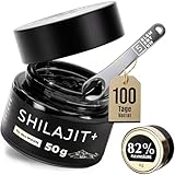 Hochdosiert Shilajit aus dem Himalaya für Männer – 82% Fulvinsäure, 50g + 4g, inklusive 500mg Dosierlöffel, Handgeerntet