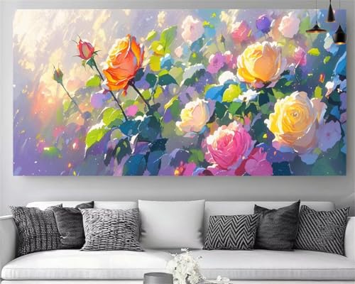 DIY Peinture Diamant Rose 5D Strass : Kit Canevas Complet Géant XXL