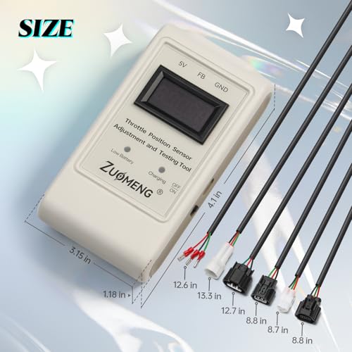 Image of Throttle Position Sensor Adjustment and Testing Tool with Rechargeable Battery, Includes All Adapters, 1 /10,000, Compatible with Performance Motorcycles, Car, or Other Vehicles with Adjustable 5V TPS