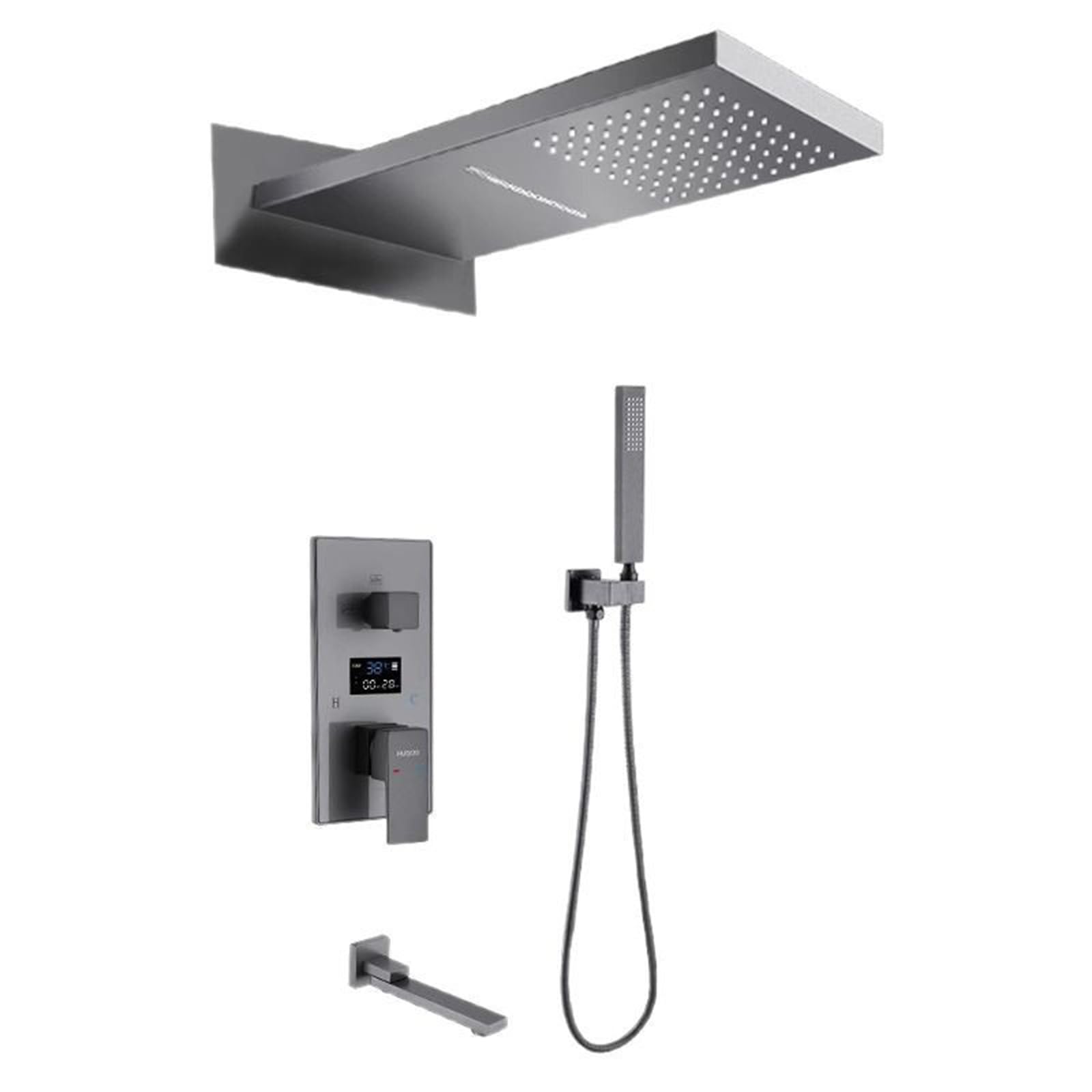 Colonne de douche thermostatique avec affichage led et jet cascade moderne