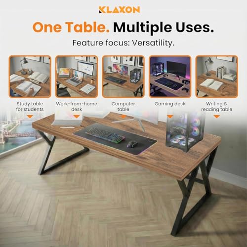Image of Klaxon Modern Computer Table for Home PC - Multipurpose Office Desk for Home & Work | Gaming Table, Computer Table, Desktop Table for Home Office (Riva Forest Dark Medium)